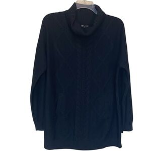 Tactica Cable Knit Merino Wool Black Cowl Neck Sweater New